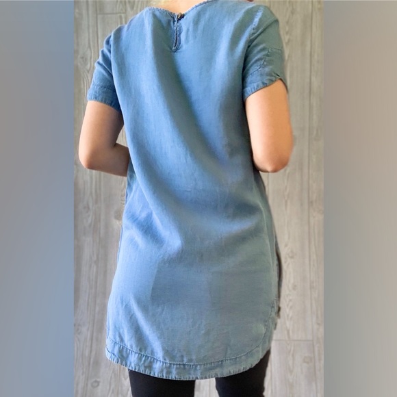 Blue faux jean tunic with side zippers - Picture 3 of 4
